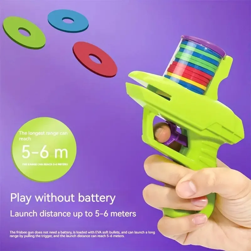 Carrot Gun Shooting Saucer Disc Toy Soft Bullet Foam Disc Launcher Gun Flying Shooter Pistol Kids Outdoor Game Recreation Toy 4