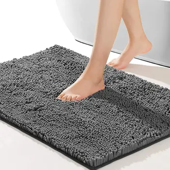 Luxury Chenille Bath Mat, Super Soft and Fluffy Bath Rug, Machine Washable, Non-Slip Plush Rug Suitable for 1