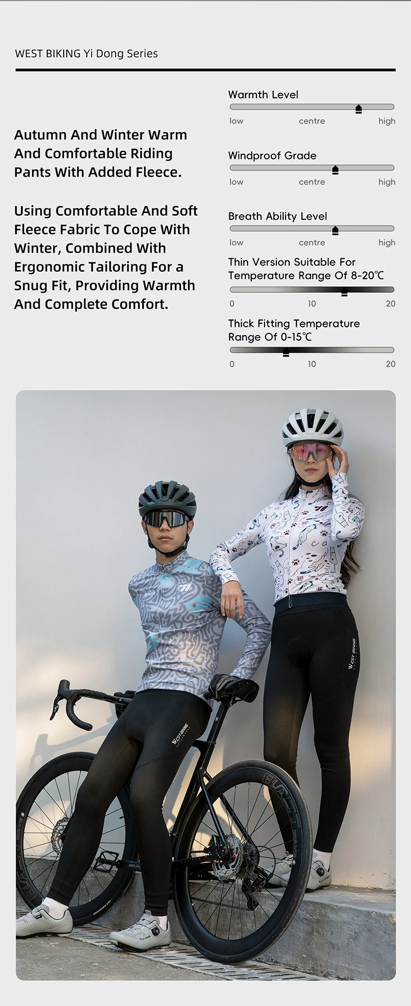 Description Picture 3 of itemWEST BIKING Men Women Autumn Winter Thermal Fleece Cycling Bib Tights Mountain Bike Cycling Pants Pro Team Mtb Long Pant