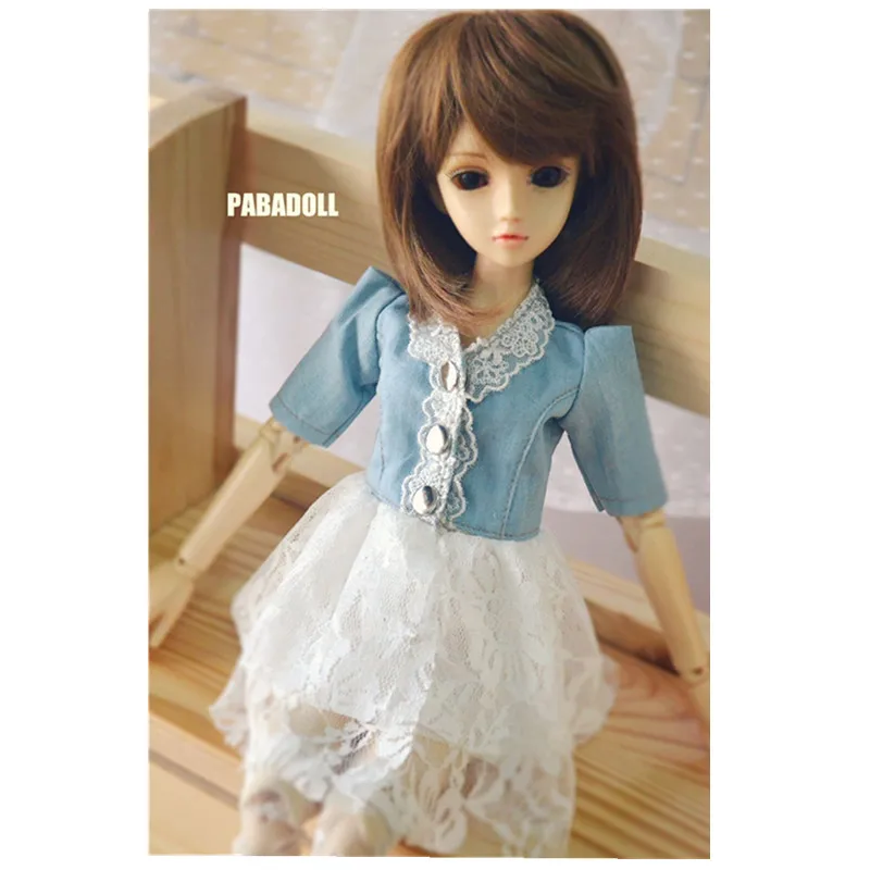 Jeans Lace Dress for bjd Girl 1/4 msd,1/3 SD16,DD Doll Clothes CWB21