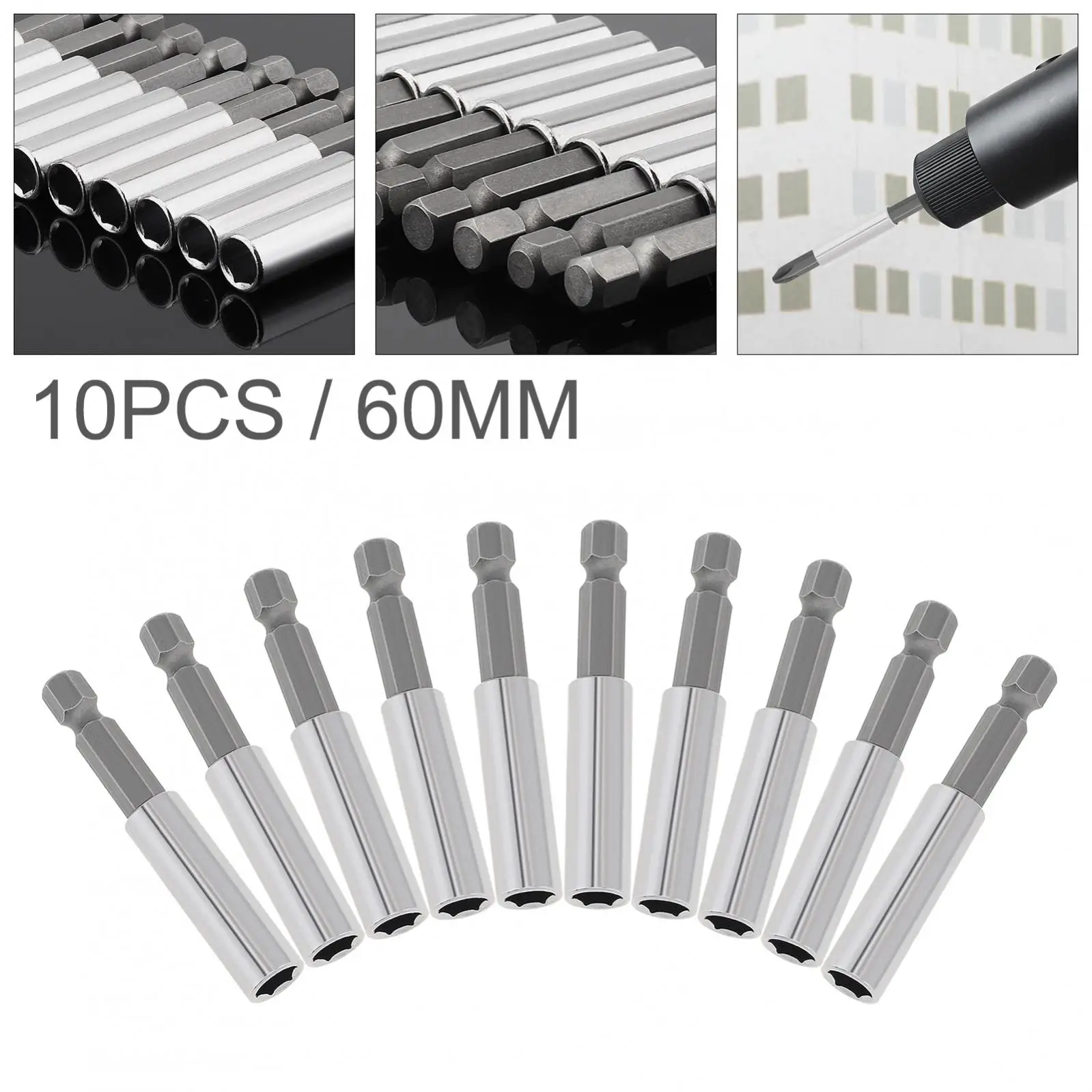 

10pcs 1/4 inch Strong Magnetic Extension Bit Holder Hex Shank Screwdriver Bit Driver Set for Holding Screwdriver Bits / Screws