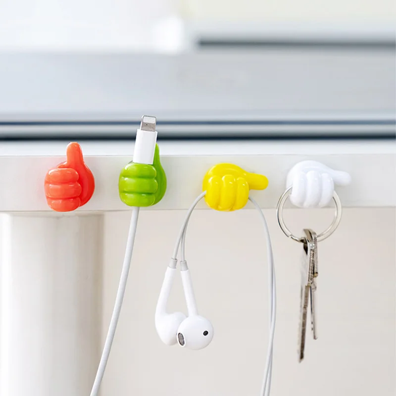 

5Pcs Silicone Thumb Wall Hook Cable Management Wire Organizer Clips Wall Hooks Hanger Storage Holder for Kitchen Bathroom