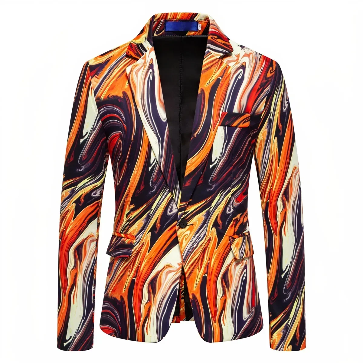 Men's Suit Jacket Paint Water Pattern Road Suit Business Casual Jacket Blazer