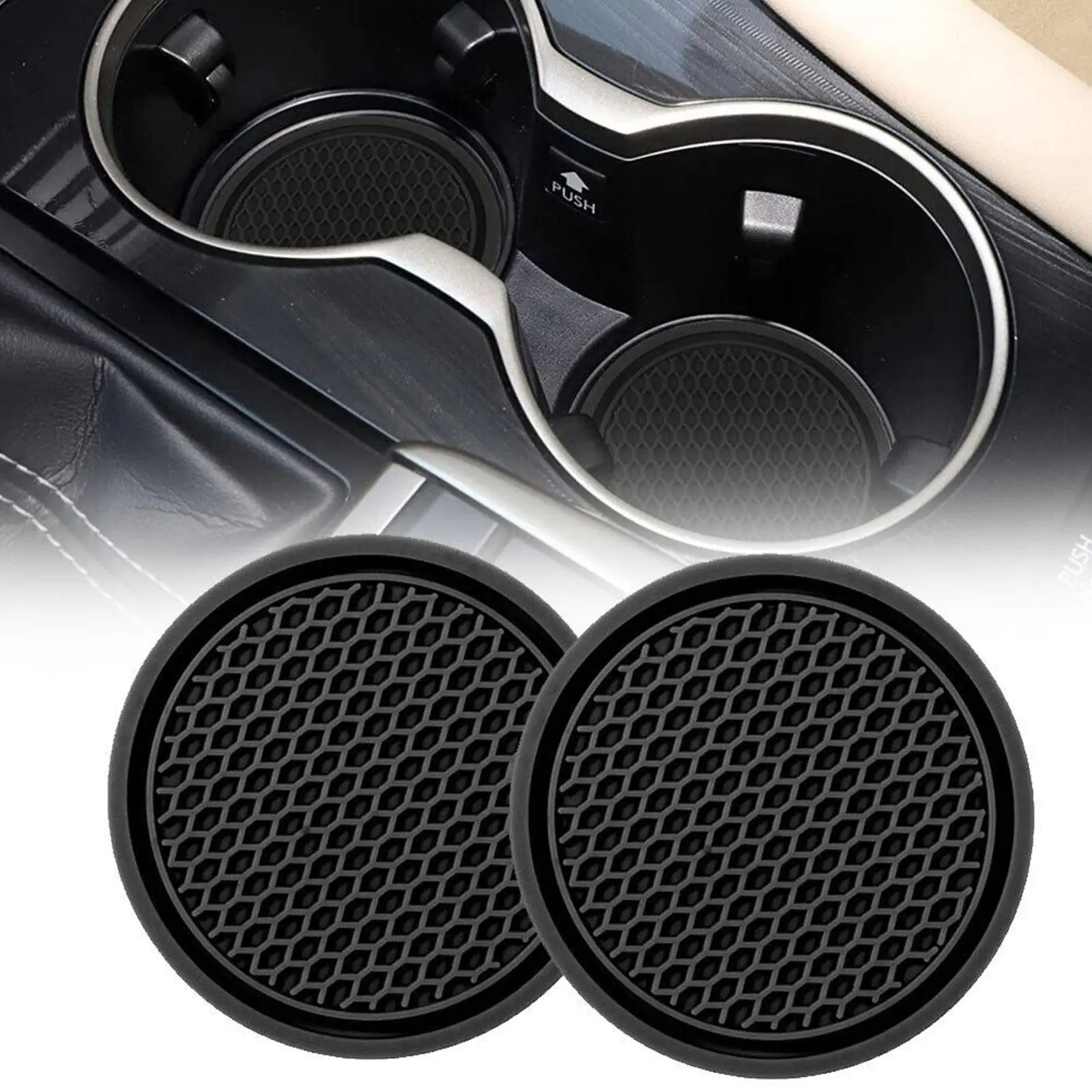

2pcs Non-slip Car Water Cup Pad Rubber Mat For Bottle Holder Coaster Auto Interior Anti-skid Cup Holders Car Accessories F9P7