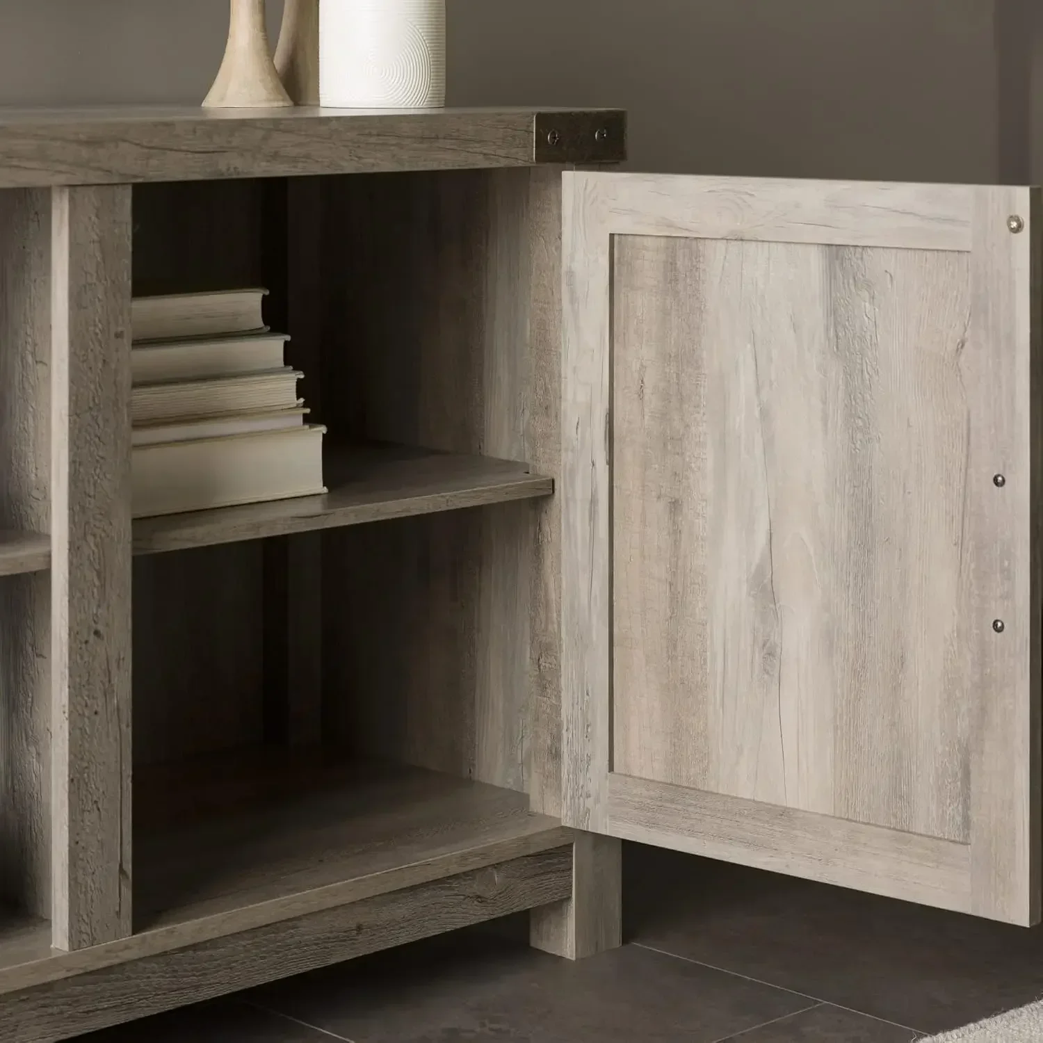 --NewGeorgetown Modern Farmhouse Double Barn Door TV Stand for TVs up to 65 Inches, 58 Inch