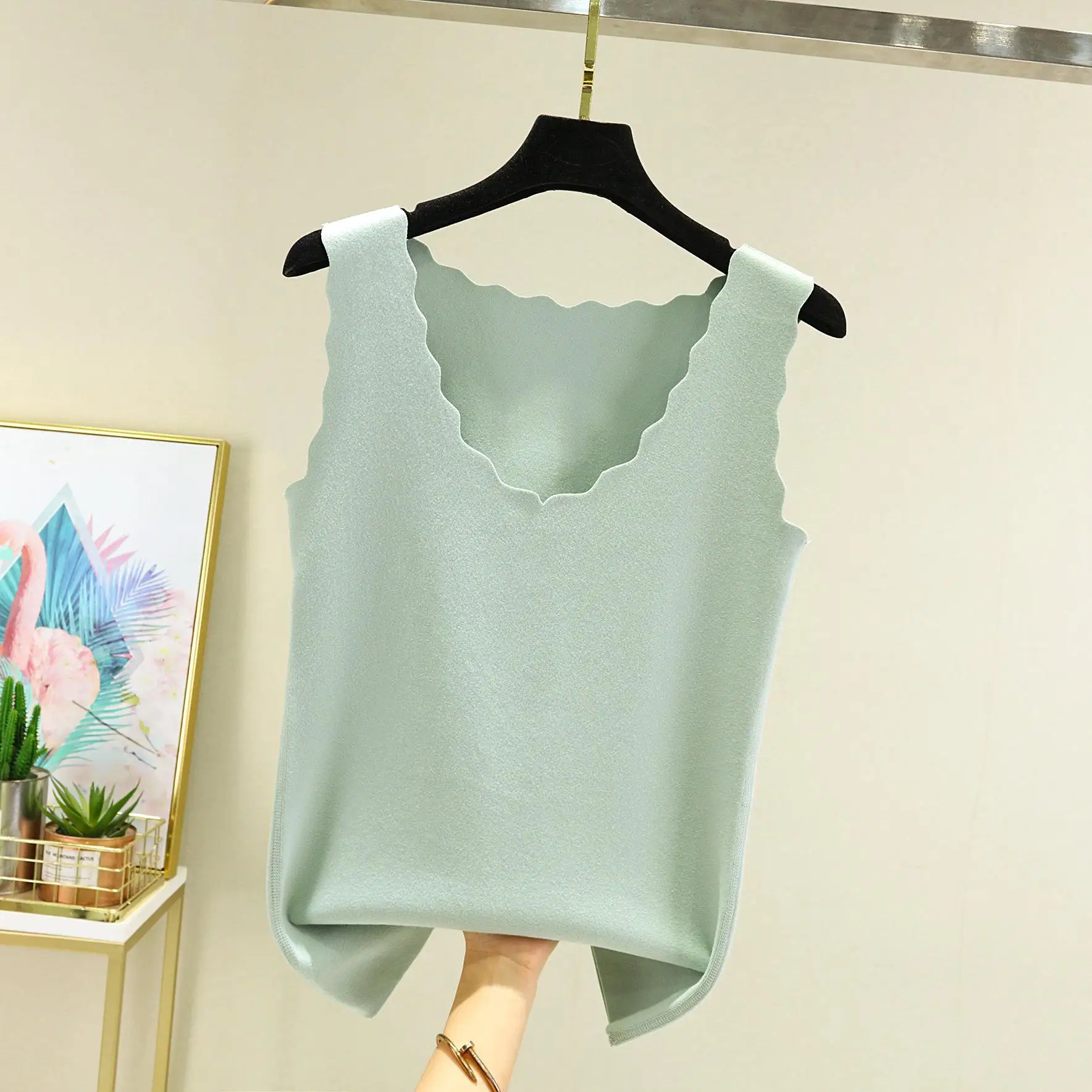 Women Thermal Underwear Warm Vest Petal Sleeveless Tops Invisible Elastic Soft Clothes