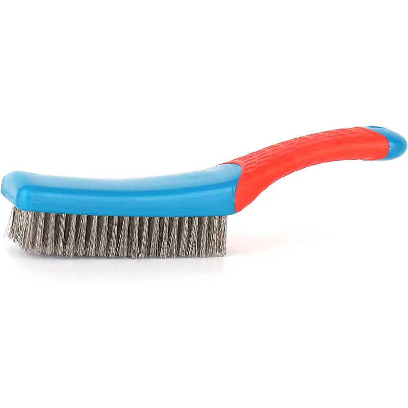 2 PCS Steel Wire Stationery Brush Silicone Handle Stainless Steel Wire Paint Removal Rust Removal Polishing Cleaning Tool