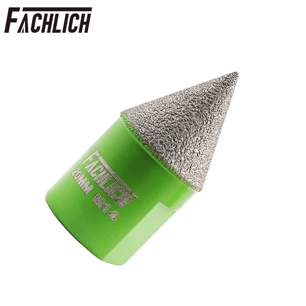 FACHLICH 1pc Dia20mm M14 Thread Diamond Chamfer Bits Milling Taper Tile Marble Quartz Hole Saw Shaping Stone Edge Crown Grinder