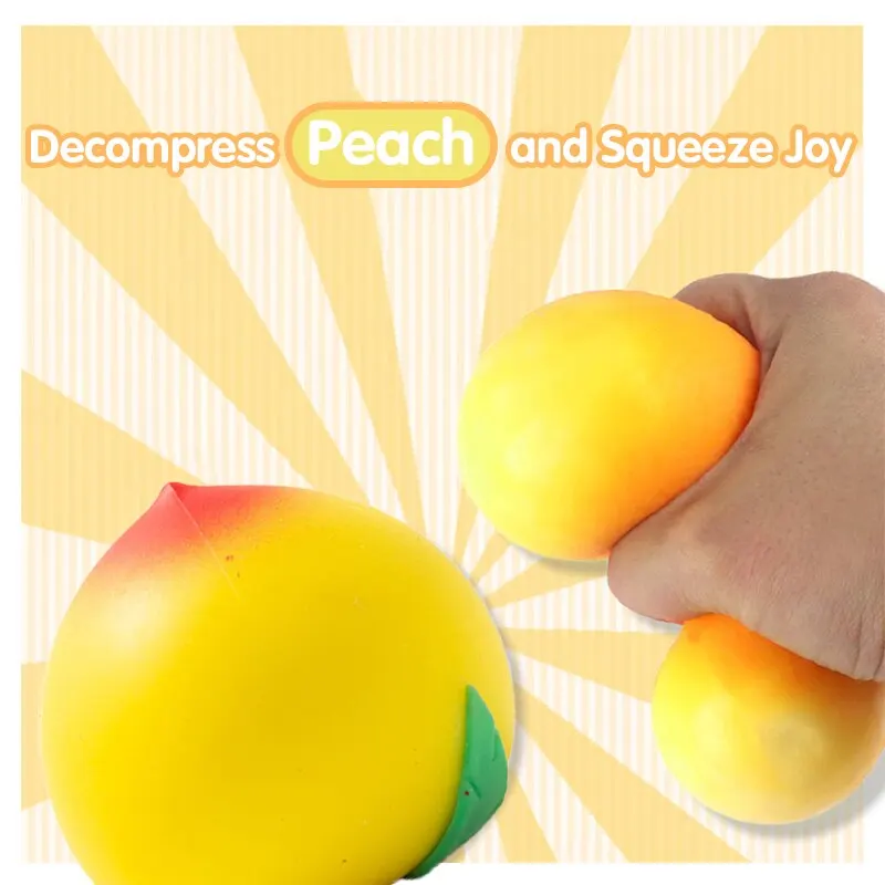 

Yellow Peach Shape Fidget Toys New Design Soft Rising Decompression Squeeze Pops Toys Autism Needs Squishy Stress Reliever Toys