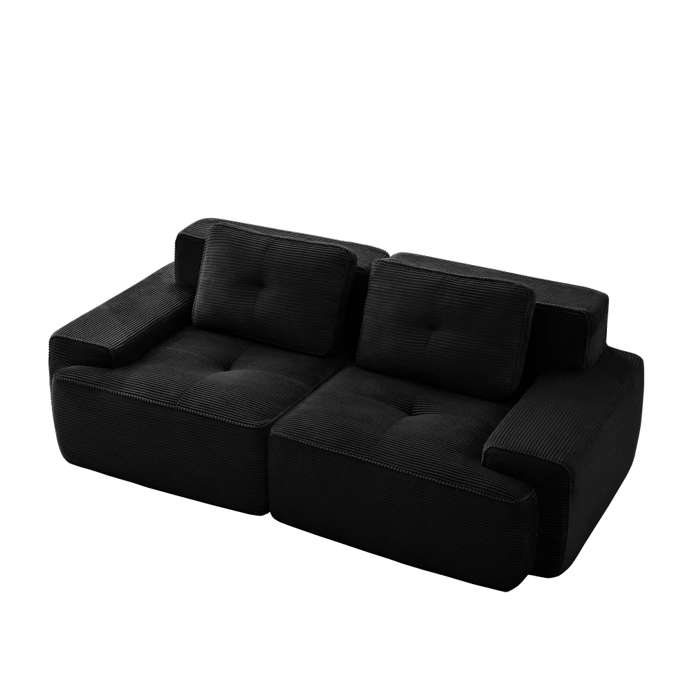 Modernes Cord-Cloud-Sofa – Knochenloses Modulares Zweisitzer-Sofa mit Tiefem Sitz für Wohnzimmer Erhältlich in Grün Braun Champagner Schwarz – Detail 18