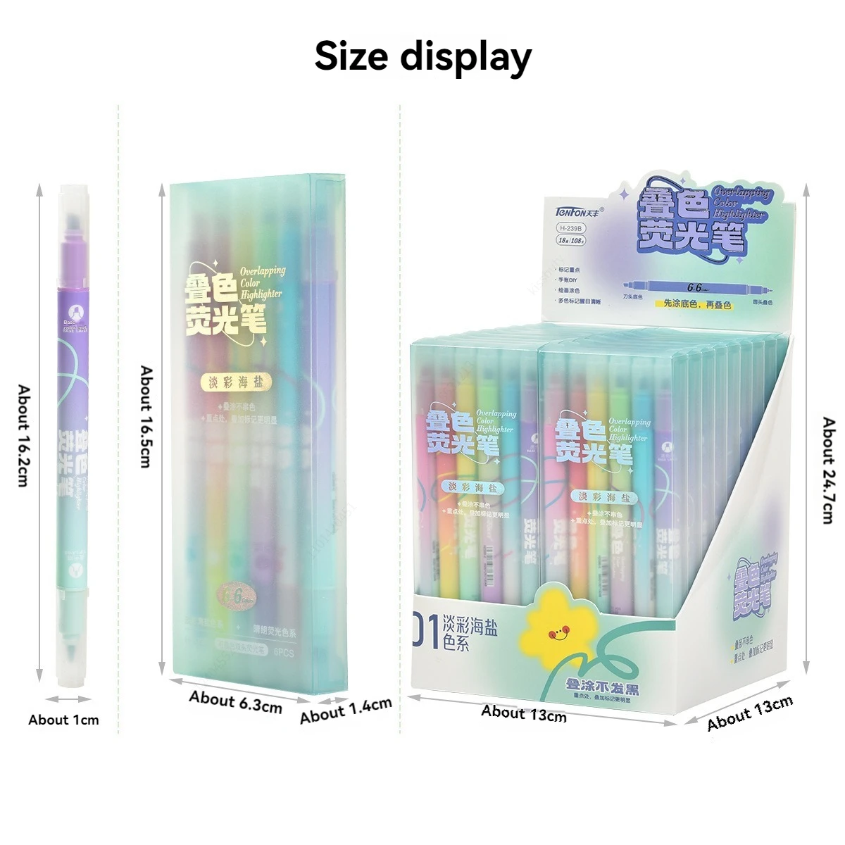 6Pcs Overlapping-Color Highlighter Double-ended Magic Color Changing Highlighter Pen Set, Student Diary Scrapbook Painting