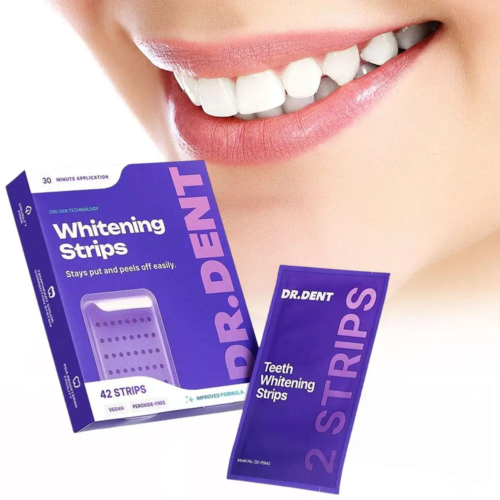 42 Strips Purple Gel Teeth Whitening Strips - 30 Min Fast Brightening, Remove Stains, Freshen Breath, Safe for Sensitive Teeth - immagine 3