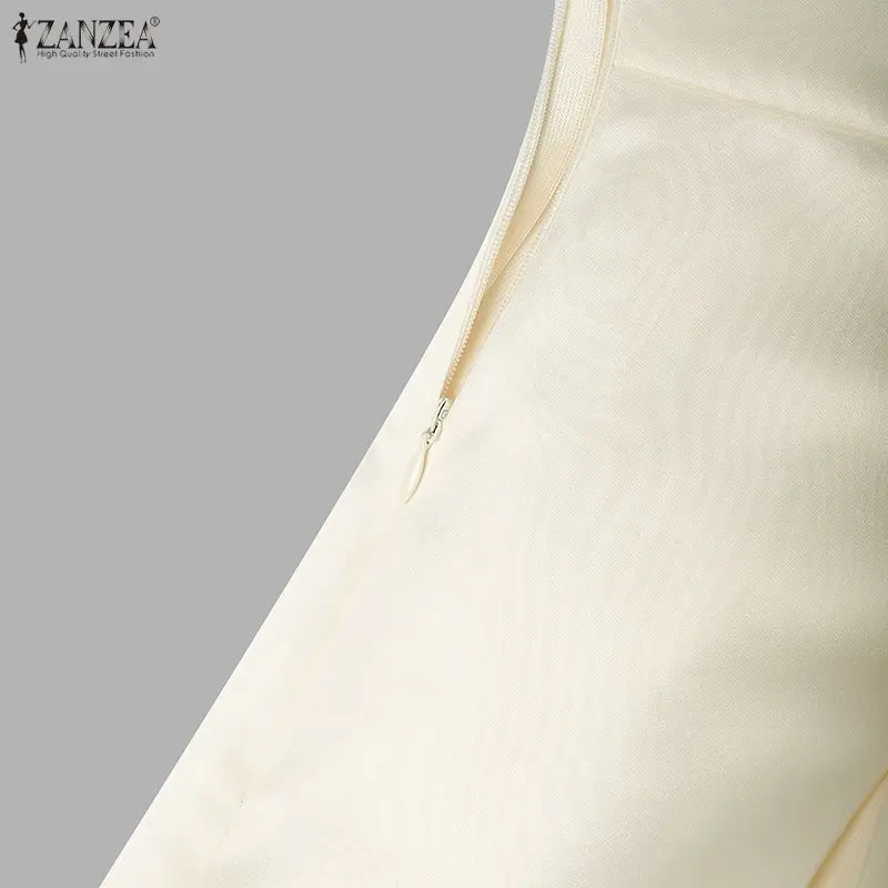 ZANZEA Damen-Abendkleider aus Satin, sexy, schulterfrei, figurbetont, einfarbig, Midikleid, Sommer, elegante Cocktail-Roben für Damen – Detail 14