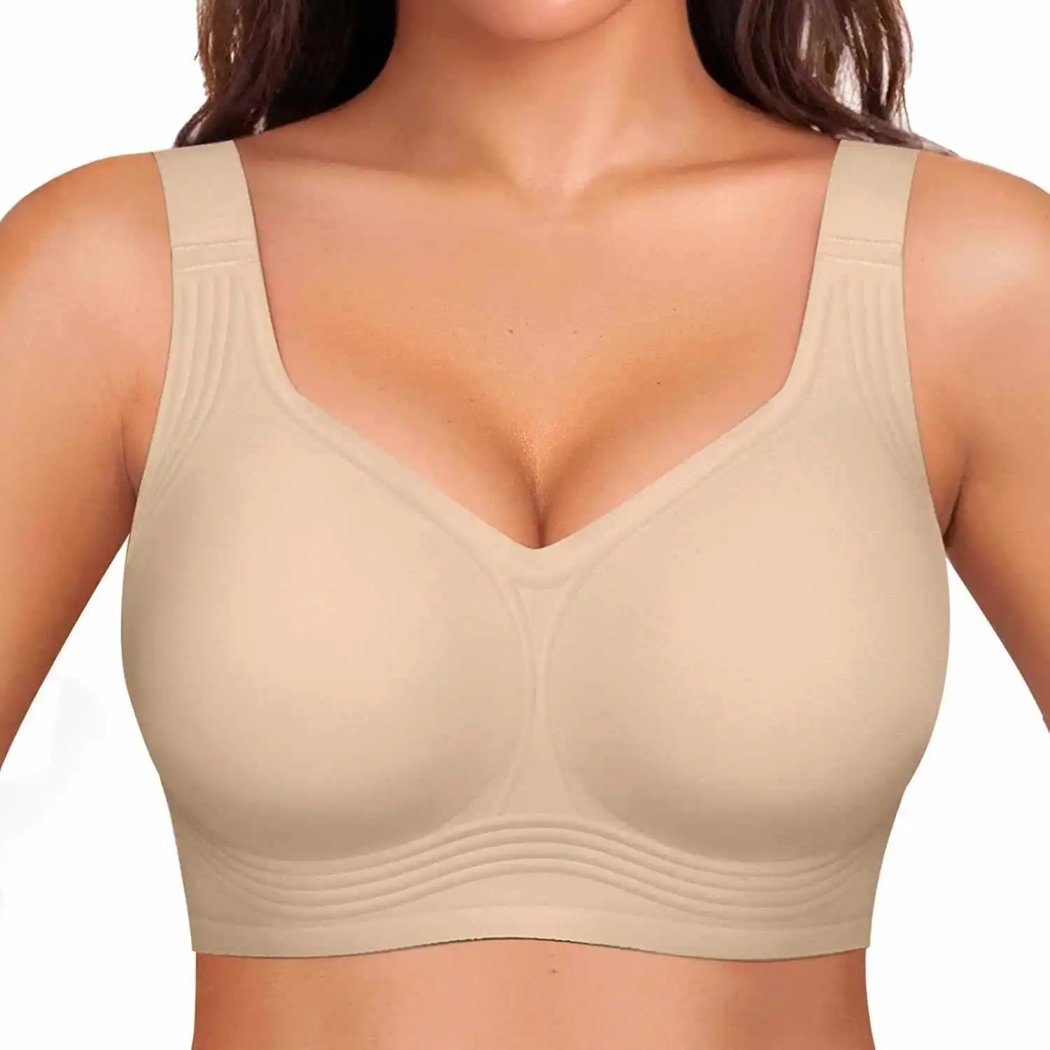 Womens Wireless Jelly Seamless and Wire-free Bra Supportive Full Cup Soft Support Comfortable and Breathable Bra Plus Up 1