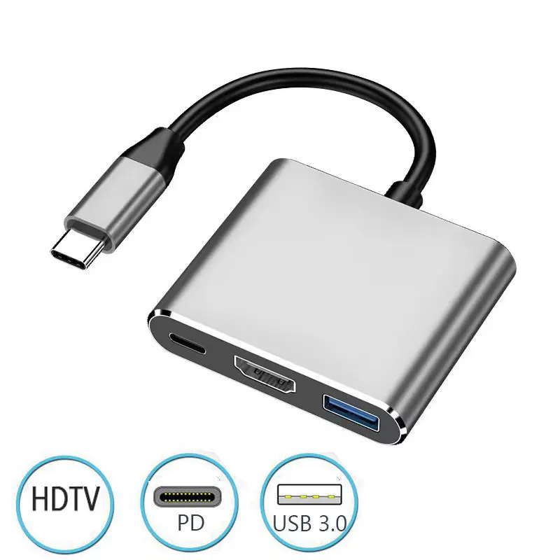 USB C Multiport Adapter with HDMI, VGA, and Fast Charging Support