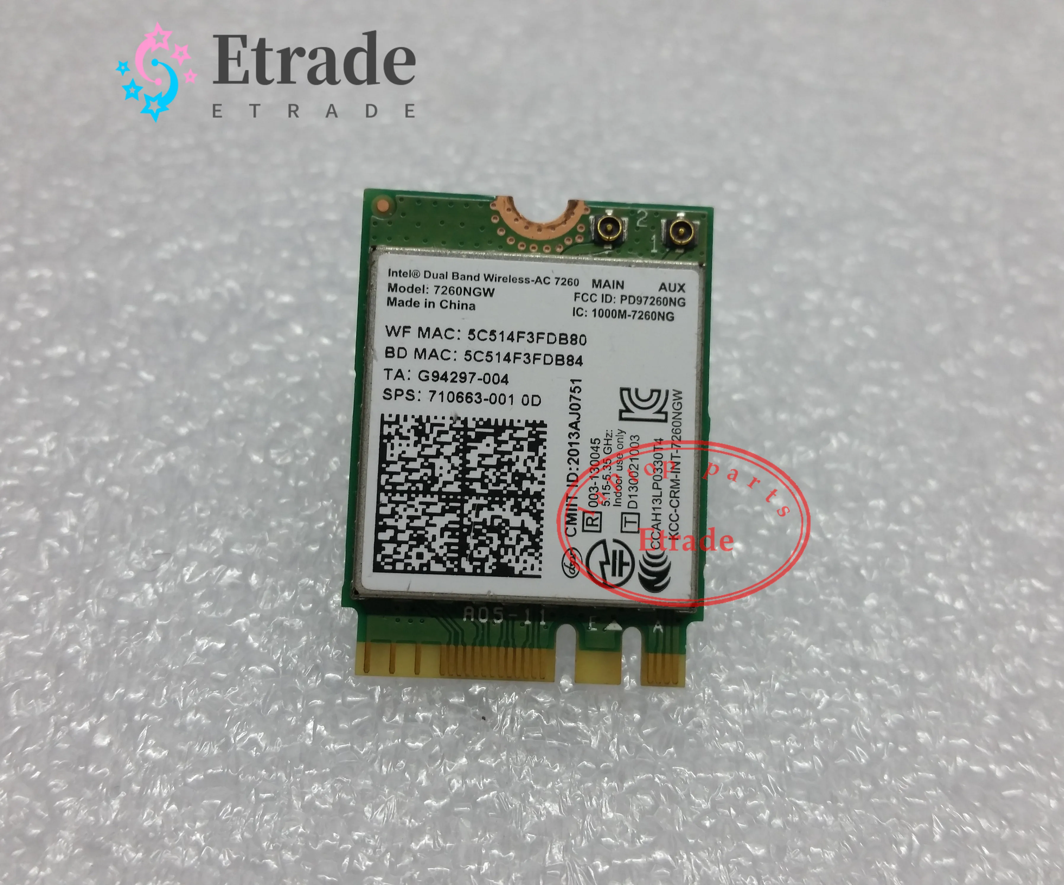 Dual Band 2.4/5.0Ghz Bluetooth 4.0 Wireless-Ac 7260 7260Ngw Scheda Wifi 867Mbps Per Hp 810 Zbook 15 17 G2 9480M 710663-001