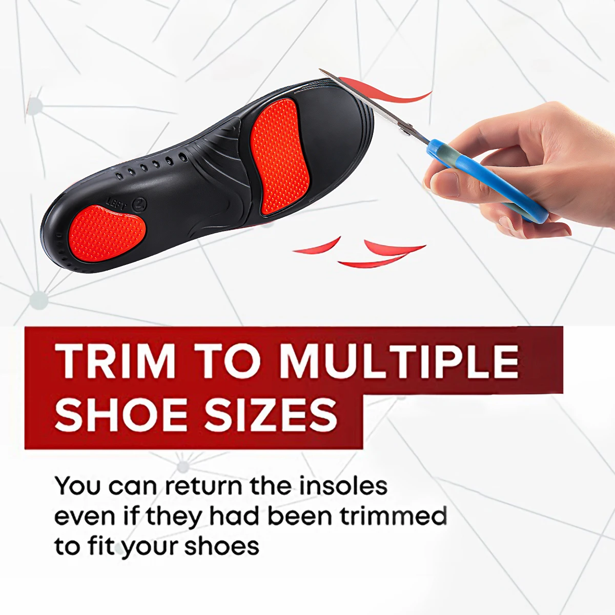 Sport Orthopedic Insoles 1 Pair Premium PU Gel Shock Absorption Breathable Sole Pad Arch Support Feet Pain Care