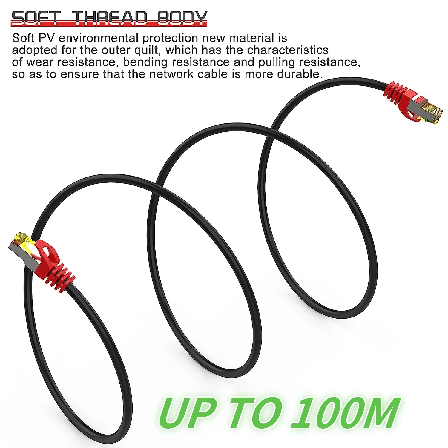 CYANMI 라우터 모뎀 인터넷 네트워크 랜, 노트북 PS4 용, 긴 100m, CAT 8 Cat 7 이더넷 케이블, 40Gbps RJ45