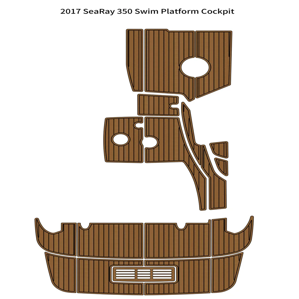 

2017 Sea Ray 350 Swim Platform Cockpit Pad Boat EVA Foam Faux Teak Deck Floor