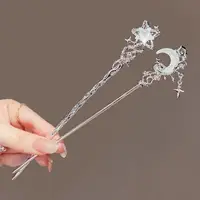 Romantic Moonstone Star Moon Hair Stick Metal Branch Hairpin Hair Fork Chinese Style Hair Accessories for Girls Hair Jewelry - Image 3