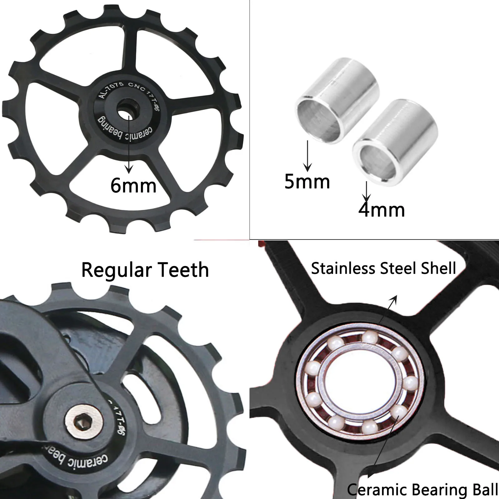 10T 11T 12T 13T 14T 15T 16T 17T MTB Road Bike Rear Derailleur Pulley Roller Ceramic Bearing Guide Jockey Wheel For Shimano Sram bike derailleurs