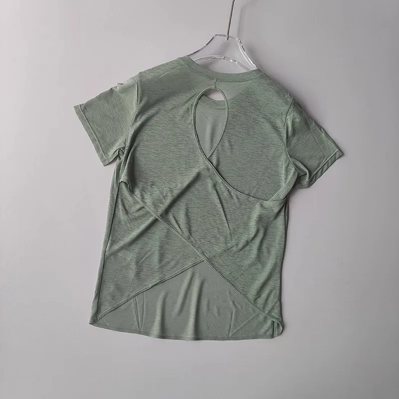 Women's Tight Sports T-shirt Quick Dry Short Sleeve Yoga T-shirt Pilates Fitting Fitness Back Hollow Out Running T-shirt 7 S192bb99d4c74416abb72faedb0c9d920Z