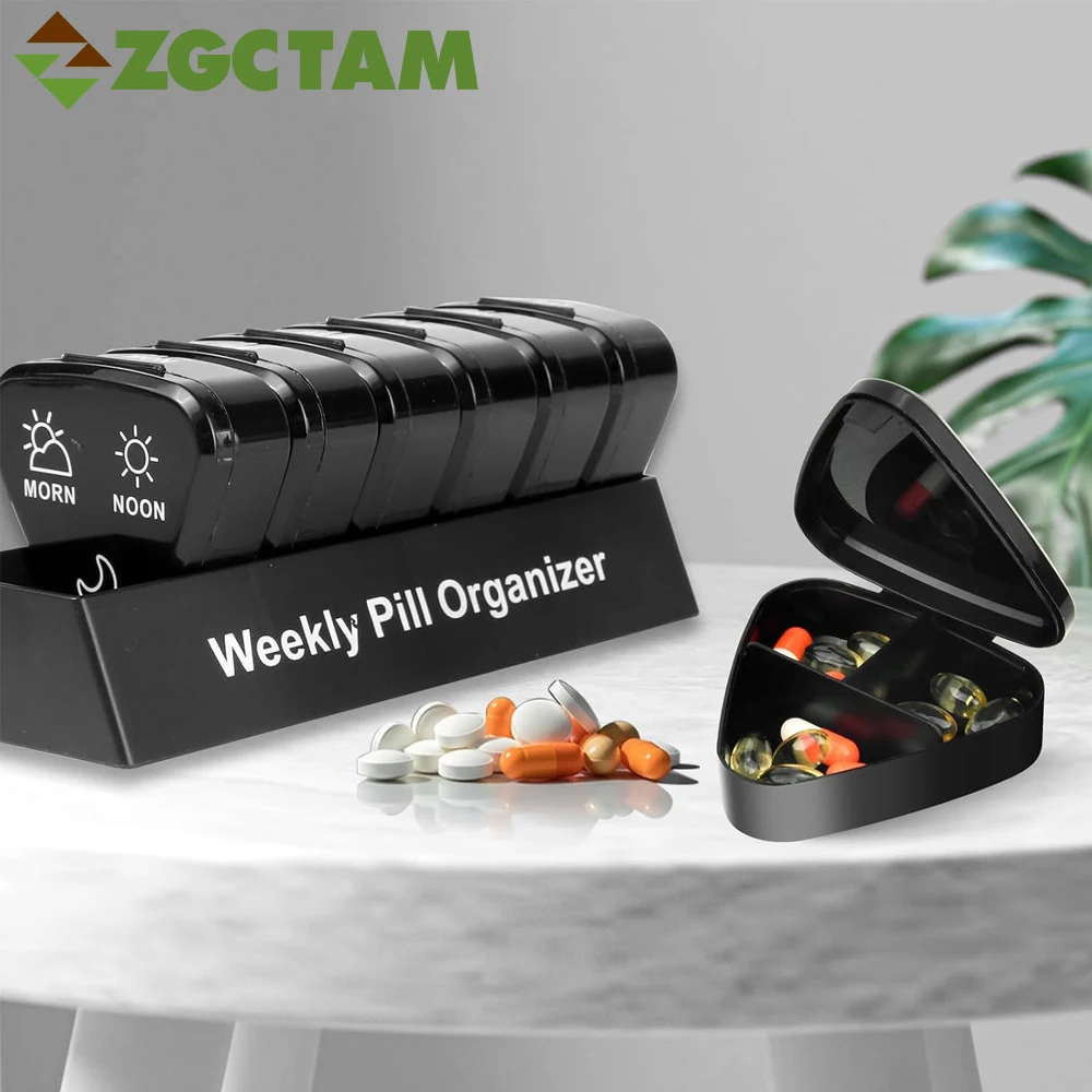 Compact Travel Pill Organizer with 7 Daily Compartments for Vitamins, Supplements, and Medications