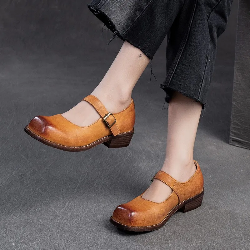 

GKTINOO Square Toe Pumps Comfortable Shoes 2024 New Spring Autumn High Heel Shoes Platform Women Genuine Leather Shoes