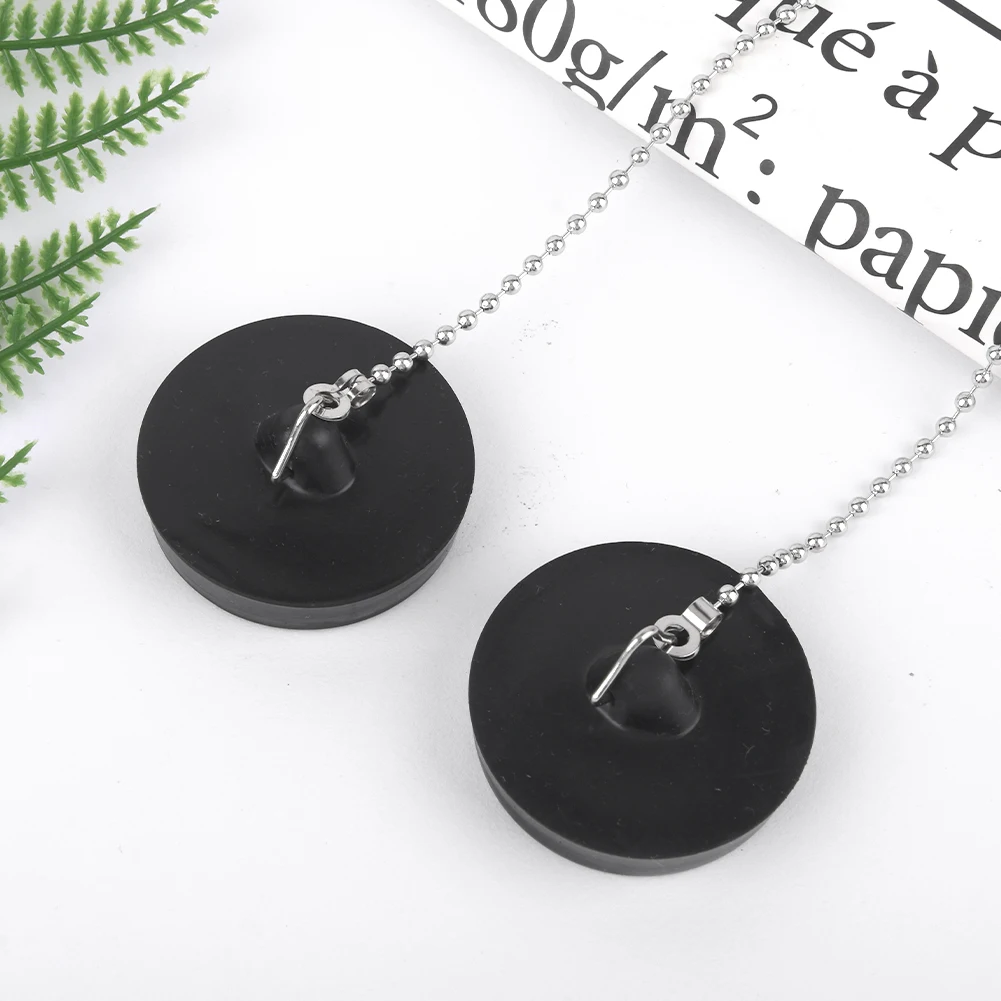 Bathtub Stopper 2pcs 43mm Hanging Ring with Chain