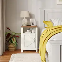 Farmhouse Nightstands Set of 2 with Charging Station and Storage, White for Bedroom or Living Room 6