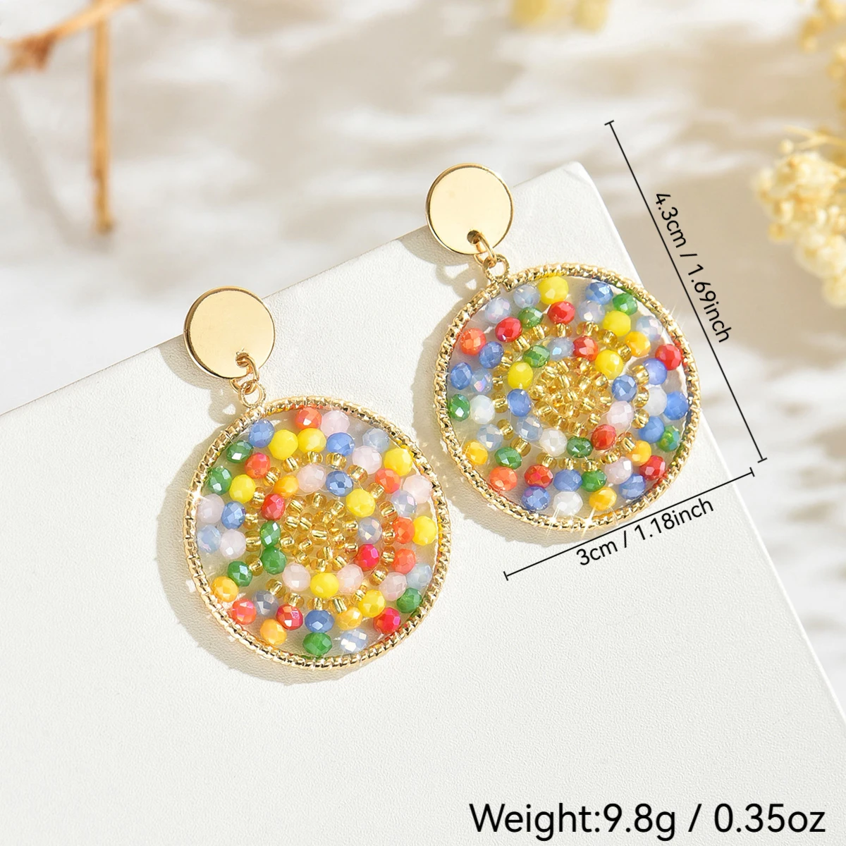 Bohemia Exquisite Colorful Round Crystal Beads Drop Earrings for Women Ethnic Handmade Elegant Metal Earrings Party Jewelry Gift