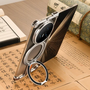 Oatsbasf Metal Magnetic Phone Case for Honor Magic V5 with Ring Stand 360° Rotatable Aluminum Alloy Frameless Shockproof Cover 1