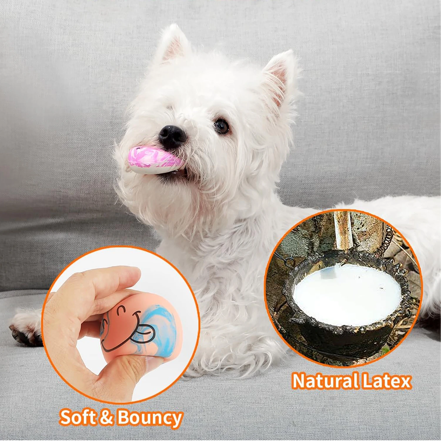 SCGK 6PCS Dog Toys Squeaker Latex Bouncy Ball Squeaky Rubber Dog Toy for Dog Small Dogs Interactive Pet Supplies Dog Accessories 4