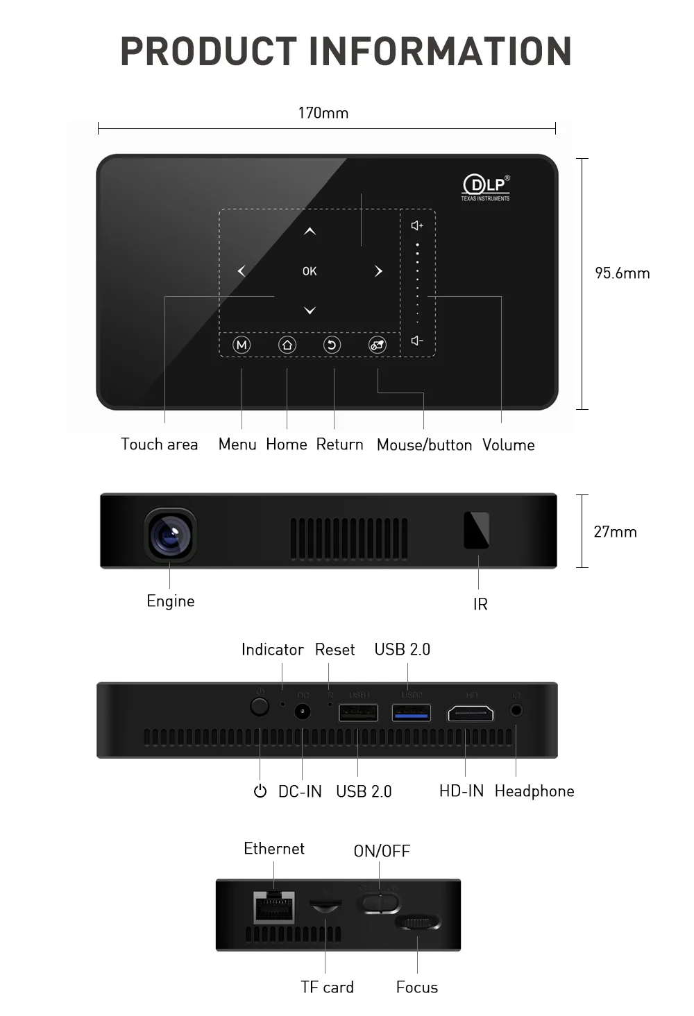 2026 프로젝터 P10-II 특가 판매 맞춤형 로고 미니 3D 4K 150 루멘 DLP 9000mAh 안드로이드 9.0 프로젝터