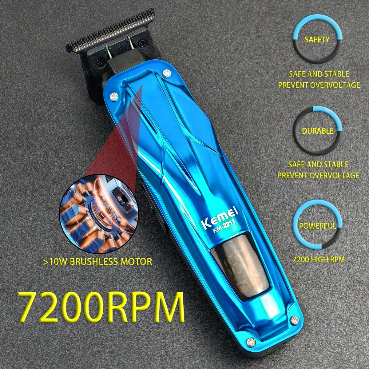 Professional Electric Hair Trimmer Barber Clipper Gradient  Haircut Tool DLC Blade Finisher Salon for Man Brushless Motor 4