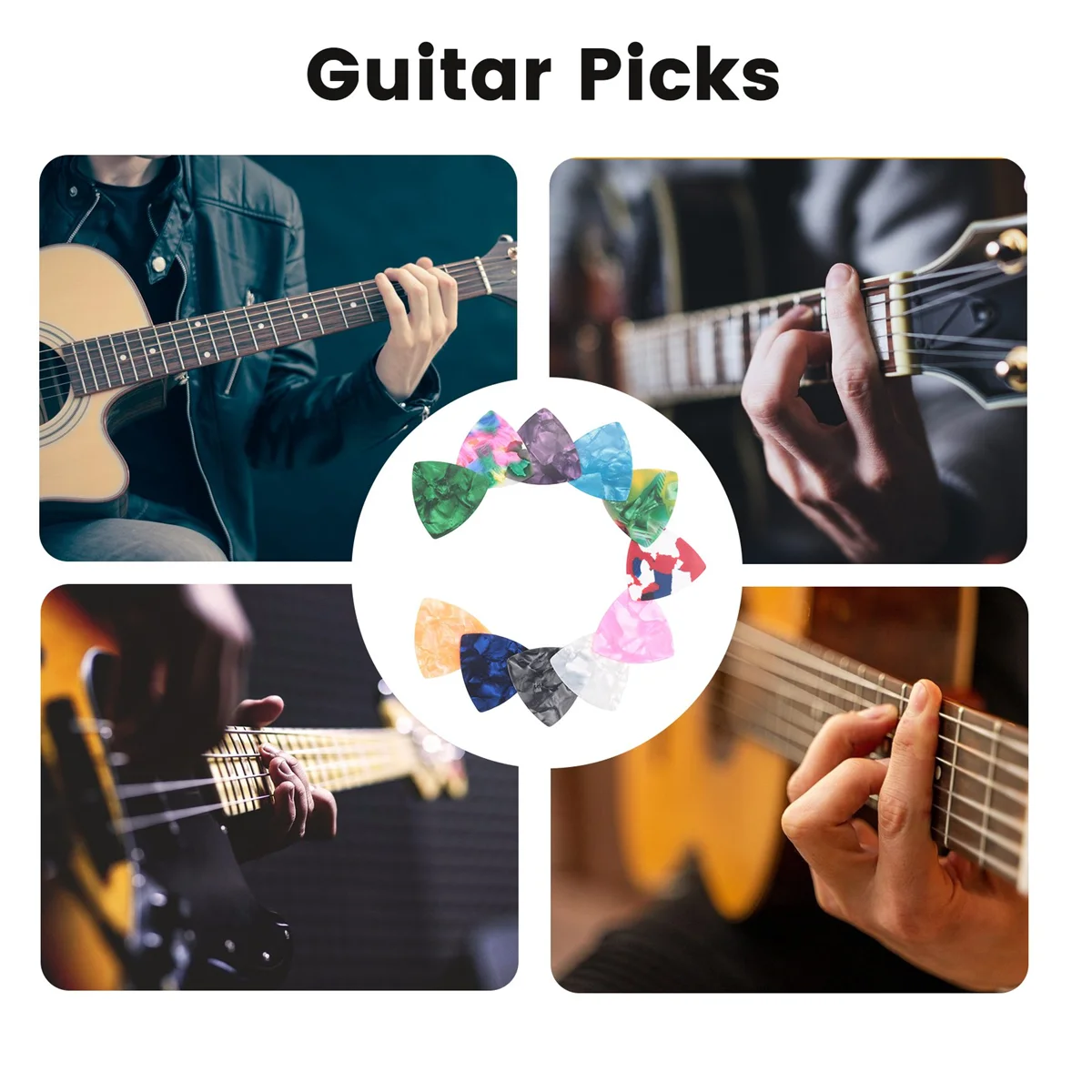 100PCS Guitar Picks, 0.46mm Thickness Colorful Celluloid Guitar Pick Plectrums for Bass, Electric, Acoustic Guitars