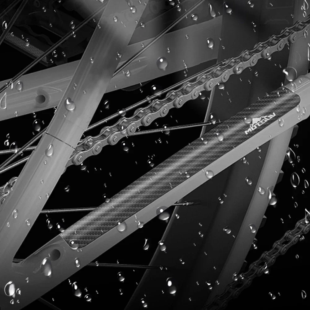 1Set Bicycle Chain Scratch Protection Sticker Bike Anti-scratch Sticker Thickened Carbon Fiber Waterproof Cycling Accessories