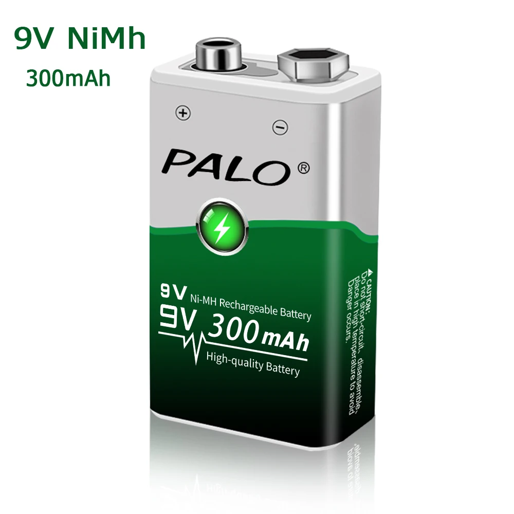 Batteria Ricaricabile Palo 300Mah 9V Ni-Mh 6 F22 6 Lr61 Batterie Ricaricabili Nimh Da 9Volt Per Rilevatore Di Metalli Di Controllo Della Fotocamera Di