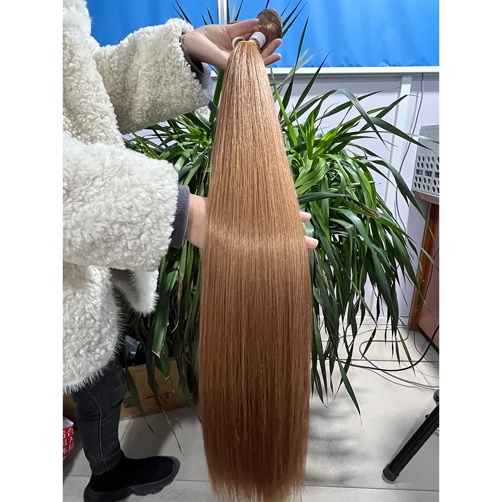 thumbnail image 1 of Paquete de cabello lacio, extensión de cabello sintético súper largo, tejido de cabello lacio Yaki falso, color naranja, de punta a punta YunRong, 1 of 5
