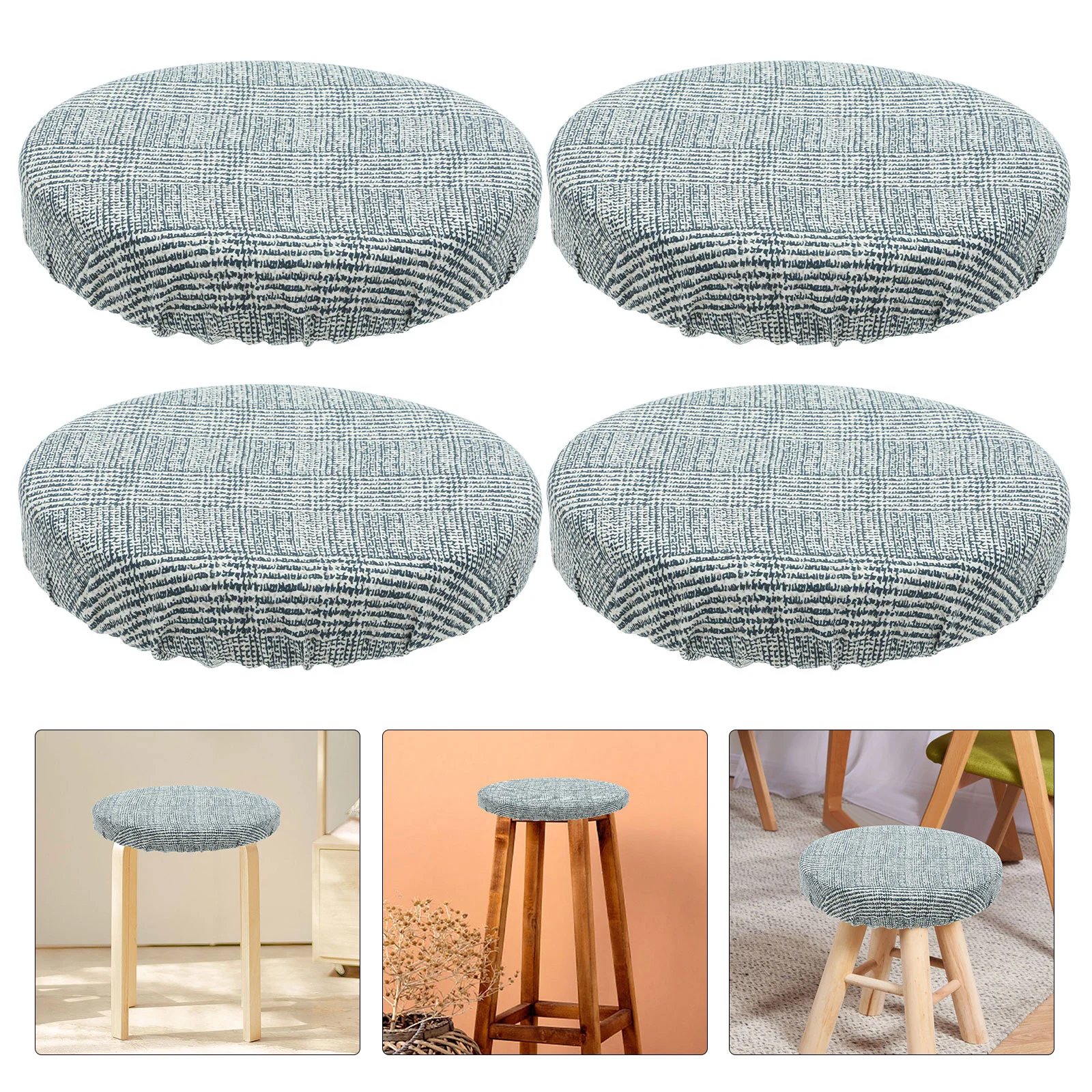 

4 Pcs Stool Cover Bar Chair Covers Seat Supplies Buckle Round Protector Elastic Slipcover Tablecloth /