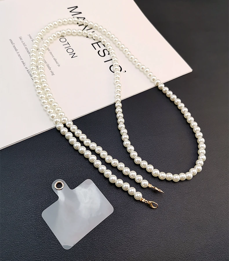 Catena Per Cellulare Con Perle - Tracolla Donna 120cm, Oro, Per Smartphone E Borse - Foto 5