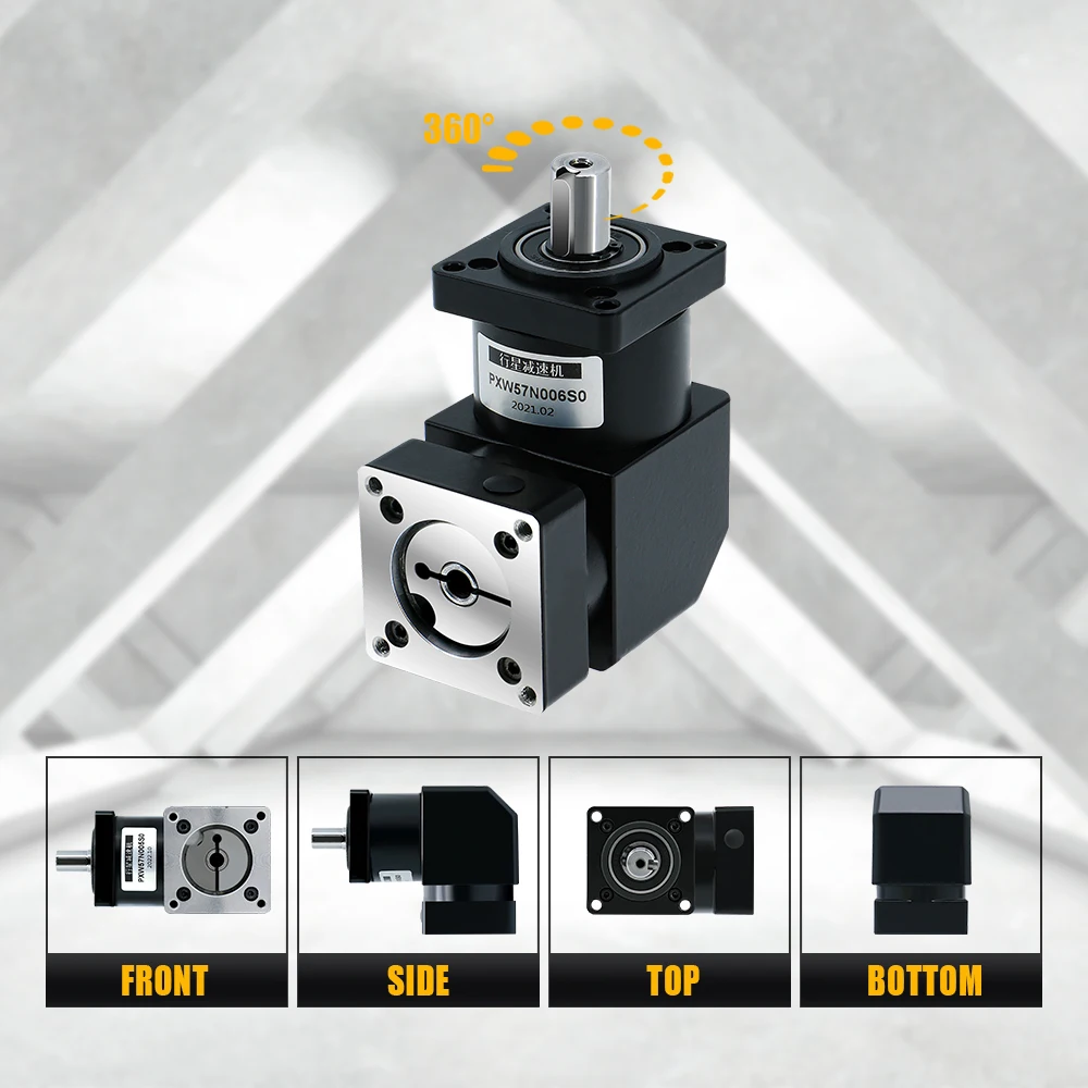 Nema23 PXW57 Right Angle Planetary Reducer Ratio 3/4/5/10/20/24/36/40/60/64 for CNC Stepper Servo Motor planetary reducer