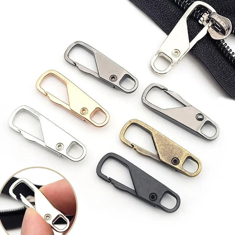 Universal Metal Zipper Head Bag Detachable Replaceable Slider Pull Tab Rubber Alloy Zipper Heads Sewing Clothes Tent Backpack