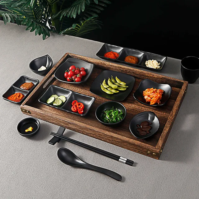 Pretty Melamine Sauce Dishes Seasoning Plates Sushi Soy Vinegar Chili Muti-grid Mini Bowl Japanese Kitchen Hotel Sauce Dispenser 3