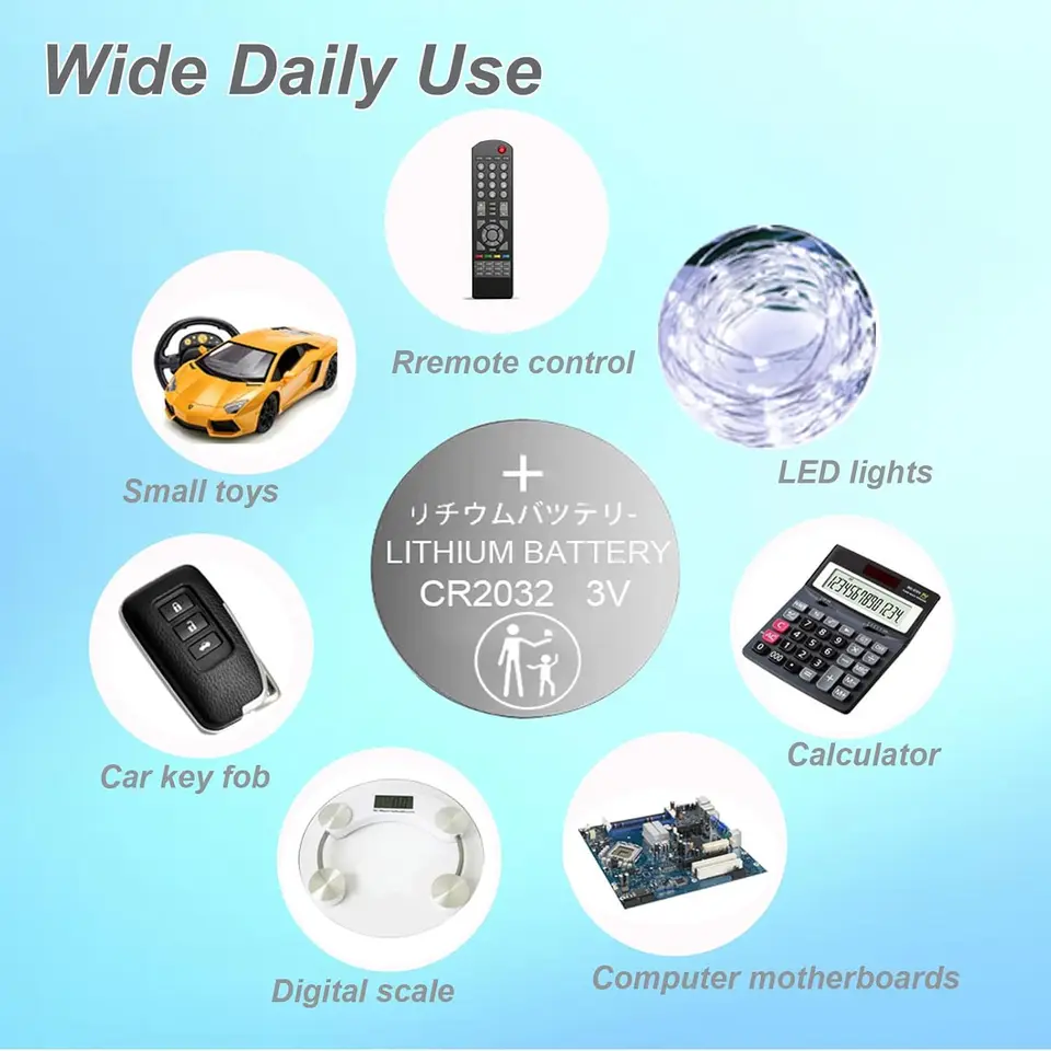 CR2032 Batterie Bottone Litio 3,0V 210Ah Per Chiavi Auto,telecoando Piccolo,bilancia - Foto 7