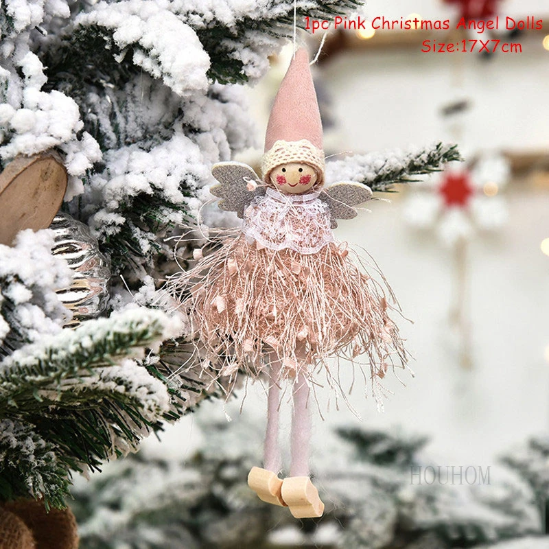 thumbnail image 1 of Muñeco de ángel rosa lindo, regalo de Año Nuevo 2023, adorno para árbol de Navidad, decoración navideña para el hogar, niños, decoración de Navidad 2022, 1 of 5