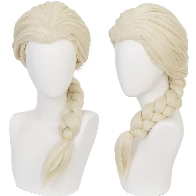 Elsa Prinzessin Charakter Perücke Ball Abendkleid Match Kopfbedeckung Widow's Peak Braid Kopfbedeckung Anime Frozen Anna Princess Rollenperücke – Detail 5