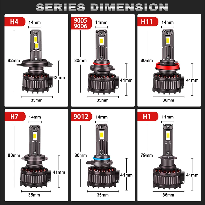 H11 H7 Canbus Turbo LED Headlight Bulbs 200W 30000LM H4 H1 HB3 HB4 HIR2 9005 9006 auto fog light 6000K K5C F5C 5570 HLXG Led Car Lights Led Lights Led Bulbs Led Headlights Led Car Headlights Car Headlamps