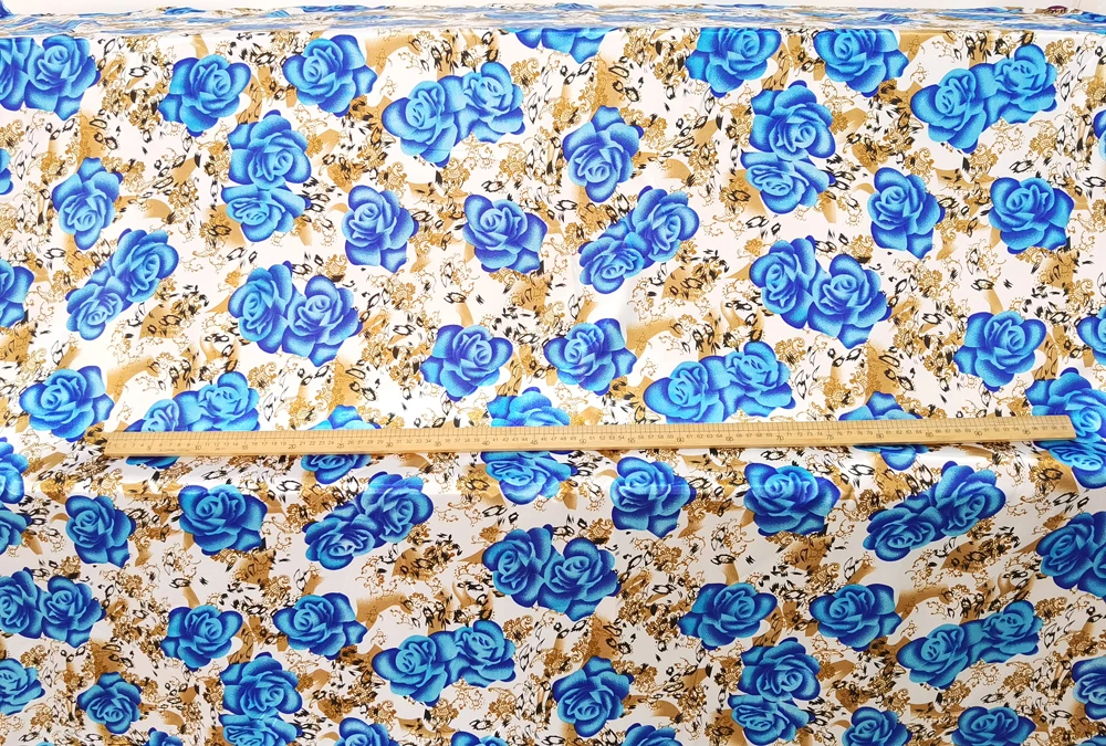 1 Meter x 1,48 Meter Blumen-Satinstoff Weicher Polyester-Charmeuse Vintage-Stoff – Detail 6