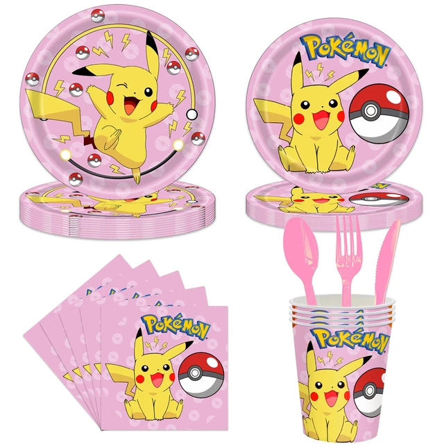 Pokémon Decoração de Aniversário para Meninas, Louça Rosa Pikachu, Pratos  De Papel, Copos, Guardanapos, Balões, Pano De Fundo, Baby Shower, Fontes De  Festa - AliExpress